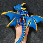 3D Printed Articulated Dragon Statue Dual-Horned Flexi-Wings Hybrid-Color Scales Collector's Desk Decor Model Figurine Fantasy Gift for Adults & Dragon Lovers