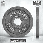 Cast Iron Weight Plates 2-Inch Solid Baked Enamel Finish for Strength Training Weightlifting Bodybuilding Powerlifting Home Gym Barbell 2.5 5 10 25 35 45 100LB