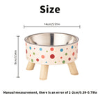 Elevated Cat Bowls Set of 2 - Vibrant Polka Dot Raised Pet Dishes with Neck Support for Cats, Collapsible Feeding Bowls for Dogs, Stylish Chic Pet Food & Water Bowls for Indoor Pets