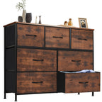 Drawer Cabinet with Metal Frame & Hardwood Top – Home Office Storage Organizer, 2 to 10 Drawers, Assembly Required – White, Grey, Black, Rustic Brown – Bedroom, Living Room & Office Filing Cabinet