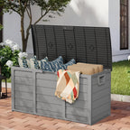 75 Gallon Resin Outdoor Storage Box with Handles Deck Box for Pool Accessories Garden Tools Camping Gear