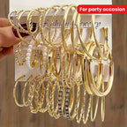 36 Piece Gold Hoop Earrings Set for Women – Fashion Rhinestone Accent Hoop Earrings with 316L Stainless Steel Posts, Hypoallergenic Earring Set for Daily Wear Parties and Gift