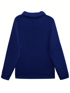 Women's Zip Up Sweatshirt with Lapel Collar & Pocket - Elegant Solid Color Long Sleeve Pullover Top for Fall Winter, Soft Stretchy Knit Fabric, Casual & Stylish | 5 Colors S-XXL