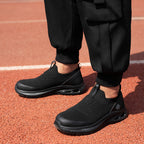 Steel Toe Work Shoes for Men Slip-On Lightweight Safety Sneakers Puncture-Resistant Non-Slip Loafers Black Grey Blue Sizes US 5.5-14