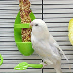 Bird Feeder Toy with Fruit Vegetable Basket Calcium Station Interactive Seed Caddy for Parakeets Cockatiels Lovebirds Wall Mount Swing Cage Accessory