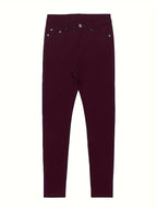 Women's High Waist Stretch Skinny Jeans Metal Button Detail Street Style Slim Fit Denim Pants 10 Colors S-XXL