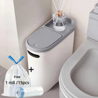 Small Bathroom Trash Can with Built-In Handles 2/1 Pack – Rustproof Plastic Wastebasket, Space-Saving Design for Bathroom, Laundry Room & Home Office, Includes Trash Bags