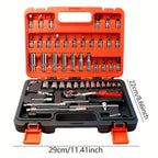 52-Piece Professional Tool Set - Chrome Vanadium Steel, Portable Toolbox for Home & Car Repair, Multi-Function DIY Hand Tool Kit for Enthusiasts & Professionals, Great Gift for Men
