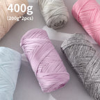 T-Shirt Fabric Yarn 400g (2 x 200g) Chunky Cotton Blend in 49 Colors – Soft Thick Yarn for Crochet Baskets, Bags, Rugs, Macrame & Knitting Projects – Beginner-Friendly Craft Yarn