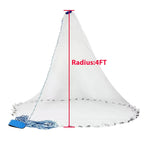 Fishing Cast Net 8FT 10FT for Bait Trapping – Strong Nylon Monofilament Mesh with Heavy Duty Zinc Sinker Weights, Easy Throw Design for American Saltwater & Freshwater Fishing, 240/300 Steel Drop