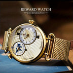 Men's Classic Vintage Quartz Watch for Business – Elegant Golden Dial Dress Wristwatch with Gift Box, Analog Timepiece for Work, Formal & Special Occasions