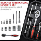 52-Piece Professional Tool Set - Chrome Vanadium Steel, Portable Toolbox for Home & Car Repair, Multi-Function DIY Hand Tool Kit for Enthusiasts & Professionals, Great Gift for Men