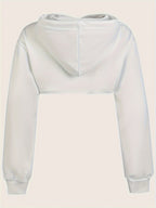 Women's Super Short Crop Hoodie – Drawstring Hood Dipped Hem 100% Polyester Casual Pullover Top for Fall & Winter