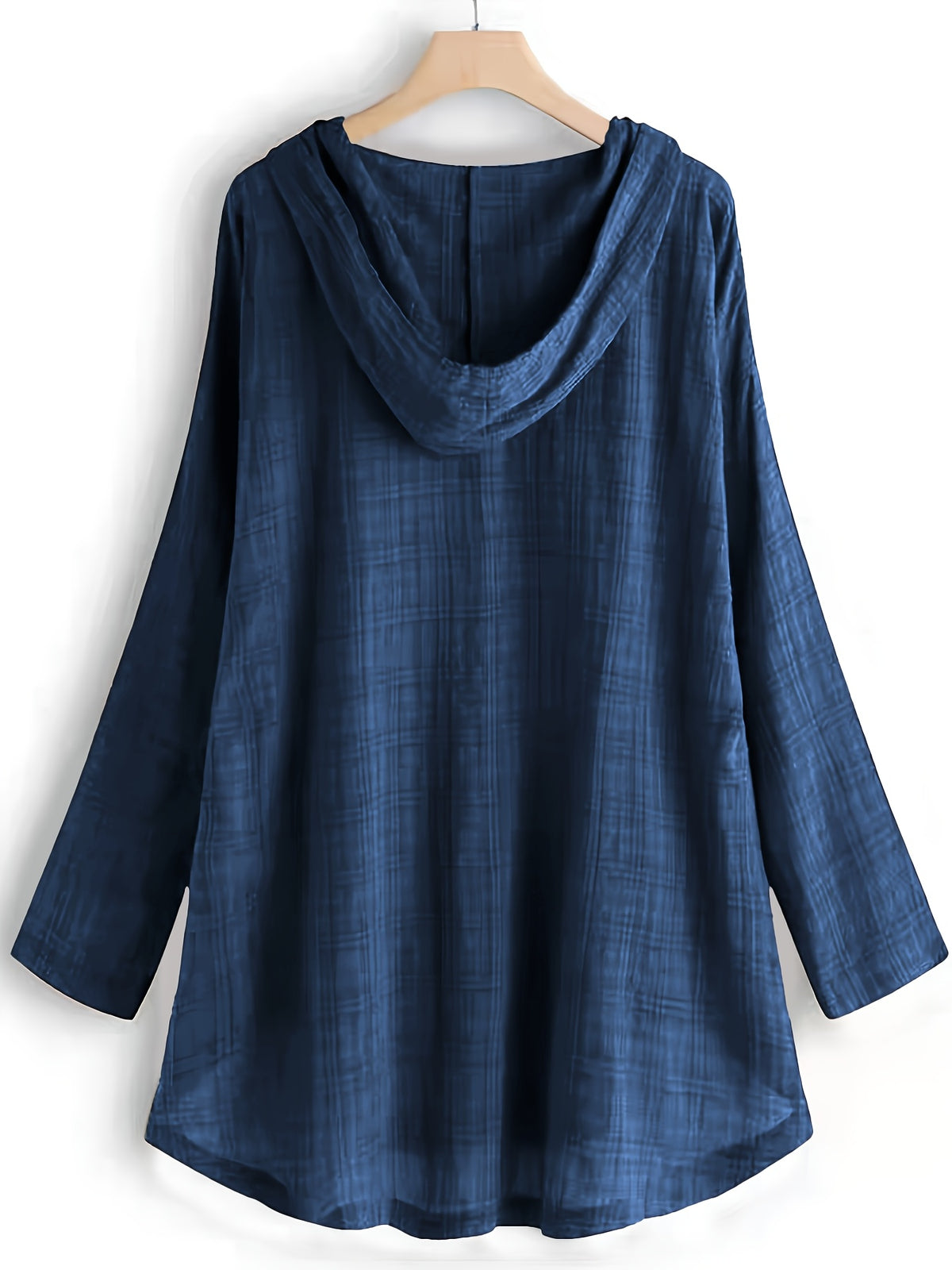 Women's Plaid Hooded Long Sleeve Drawstring Shirt | Asymmetrical Hem Waist-Tied Blouse Casual Autumn Outerwear Top