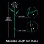 Gothic Black Rose 3D Building Brick Set 152 Pieces Artificial Flower Bouquet Display Model Kit Three Black Roses Unique Gift for Adults Teens Valentine Birthday Halloween Christmas