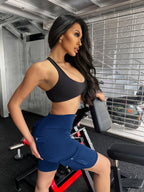 Women's High Waist Yoga Shorts with Pockets – Solid Color Soft Stretch Workout Shorts for Yoga Gym Running, Flattering Fit, Spring Summer Fall Activewear