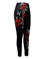 Women's Rose Print Bodycon Leggings Black Romantic Floral Sexy Curve-Hugging Stretch Pants All Season Machine Washable S M L XL XXL