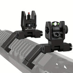 45 Degree Offset Flip Up Iron Sights for AR15 – Fiber Optic Red Green Dots, Tool-Free Adjustable, 20mm Rail Mount, Rapid Transition Backup Canted Sights for Rifle Shooting Outdoors