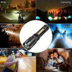 Rechargeable Tactical Flashlight 2 Pack USB COB LED – Ultra Bright 5 Modes Zoomable 200-500M Beam LCD Display for Camping Fishing Hunting Cycling Emergency