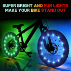 LED Bike Wheel Lights 2-Pack - Ultra Bright Bicycle Spoke Lights Safety Warning Tire Strip Light for Night Cycling, Multicolor Decoration Bike Accessories