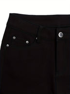 Women's High Waist Stretch Skinny Jeans Metal Button Detail Street Style Slim Fit Denim Pants 10 Colors S-XXL
