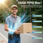 Portable Neck & Waist Fan 18000RPM Brushless Motor – 199-Speed Adjustment, 5000mAh Battery, LED Power Display, Hands-Free Wearable Cooling Fan for Outdoor Work, Camping, Fishing, Hiking & Travel