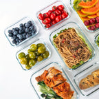 Glass Food Storage Containers Set of 8 with Lids – Borosilicate Leak-Proof Meal Prep Containers, Oven Microwave Dishwasher Safe, Stackable Kitchen Storage for Leftovers & Lunch