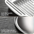 Stainless Steel Baking Pan Set 4-Piece – 2 Deep Roasting Pans & 2 Lidded Pans with Handles, 6-Liter 16.14-Inch Rectangular Baking Dish for Turkey, Lasagna, Fish & Chicken, Dishwasher Safe