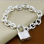 925 Sterling Silver Chain Bracelet for Women – Dainty Korean Boho Lock Clasp Pendant Bracelet, Hypoallergenic, Lightweight 2g, Perfect Gift for Her