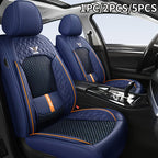 Universal Car Seat Covers Faux Leather Waterproof – Full Set 5-Seat or 2 Front Seats for SUV Sedan Pickup, 3D Diamond Sponge Cushion, Stretchable Non-Slip