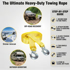 Heavy Duty Recovery Tow Strap 11000 LBS 4M/13FT – Forged Steel Hook Trailer Winch Strap for Off-Road Vehicle Rescue, Emergency Towing for SUV Truck Pickup 4x4, Essential Off-Road Recovery Kit