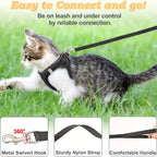 Escape-Proof Cat Harness and Leash Set for Kittens - Reflective Soft Mesh Vest Harness for Safe Outdoor Walks, Adjustable Breathable Cat Walking Jacket, Black & Pink, Size S