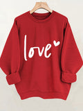 Valentine's Day Sweatshirt Women Crew Neck Heart Print Pullover Casual Fall Winter Top Red Cozy Graphic Sweater S M L XL XXL US Ship
