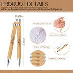 24-Piece Inspirational Gift Set Bamboo Retractable Pen Keychain Gratitude Notebook Gift Bag Bulk Appreciation Gifts for Employees Teachers Thanksgiving Christmas