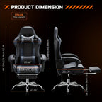 Ergonomic Gaming Chair with Footrest & Lumbar Support – Racing Style Esports Computer Chair, Fixed Armrests, Adjustable Recliner, Home Office Desk Chair for Adults