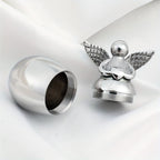 Small Keepsake Urn for Human Ashes – Mini Stainless Steel Angel Memorial Cremation Ash Jar, Sharing Urn for Loved Ones, Silver Finish