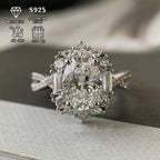 2 Carat Oval Moissanite Engagement Ring S925 Sterling Silver Bohemian Cross Goose Egg Design Hypoallergenic Elegant Wedding Anniversary Gift Ring for Women