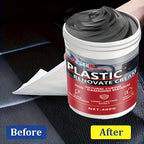 Car Plastic Trim Restorer Wax 400g – High Gloss UV-Resistant Polish for Dashboard Bumper Tire & Exterior Trim, Anti-Fade Interior & Exterior Car Detailing Paste, Non-Greasy Fast-Drying