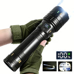 Rechargeable LED Tactical Flashlight 1500 Lumens with Adjustable Zoom, Shoulder Strap, 4 Modes for Camping, Hunting, Farm Inspection & Emergency Outdoor Use