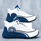 Men's Arch Support Anti-Slip Running Shoes – Lightweight Breathable Tennis Walking Gym Shoes, Corrective Sports Sneakers, White Blue & White Grey, Sizes US 7–12.5