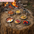 Camping Cookware Mess Kit 8/9/14/15 Piece, Portable Non-Stick Aluminum Alloy Camp Cook Set with Kettle Pot Frying Pan Plates Utensils, Lightweight Backpacking Outdoor Cooking Gear for Hiking & Travel