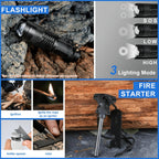 Men's Survival Kit 12 to 115 Piece Emergency Gear Set with Flint Fire Starter Multi-Tool for Camping Hiking Hunting Fishing Outdoor Adventure Gift for Dad Husband
