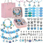 DIY Bracelet Making Kit for Girls Unicorn Mermaid Jewelry Craft Set with Portable Jewelry Box Handmade Beading Gift for Birthday Christmas Graduation Valentine Blue Purple Pink Black