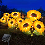 Solar Sunflower Garden Lights Outdoor Waterproof Decorative Stake Lights for Pathway Lawn Patio Yard Flower Bed Auto On Off Solar Powered Garden Decor Gift 1 or 2 Pack