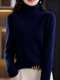 Women's Loose Fit Lapel Collar Knit Pullover Sweater - Casual Long Sleeve Solid Color Stretch Top for Fall Winter S-XXL