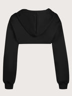 Women's Super Short Crop Hoodie – Drawstring Hood Dipped Hem 100% Polyester Casual Pullover Top for Fall & Winter