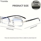 Men's Frameless Anti Blue Light Glasses – Retro TR90 Rimless Design with Rhinestone Decoration, Business & Daily Wear Eyewear for Him, Elegant Gift for Valentine's Day, Graduation & Colleagues