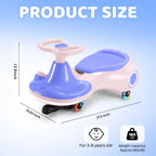 2-in-1 Rechargeable Ride-On Wiggle Car Pedal-Operated Swing Toy 2 Speeds Anti-Rollover Flashing Wheels 130 Lbs Capacity Kids Ages 3 and Up Birthday Christmas Halloween Gift Purple Yellow Red