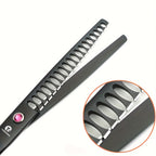 7 Inch Professional Dog Grooming Scissors Set 4-Piece Straight Thinning Curved Chunkers with Comb & Case 6CR Stainless Steel Sharp Durable Pet Grooming Shears Black