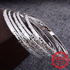5 Piece 925 Sterling Silver Geometric Bracelet Set for Women – Hypoallergenic Minimalist Stackable Jewelry, Perfect Mother's Day & Daily Wear Gift for Her